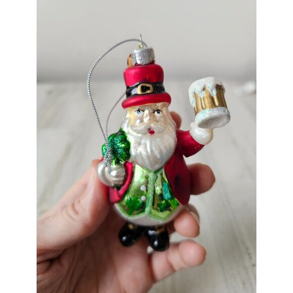 Scf Cannon falls Santa beer glass ornament leprechaun three-leaf clover St Patri - Picture 7 of 7